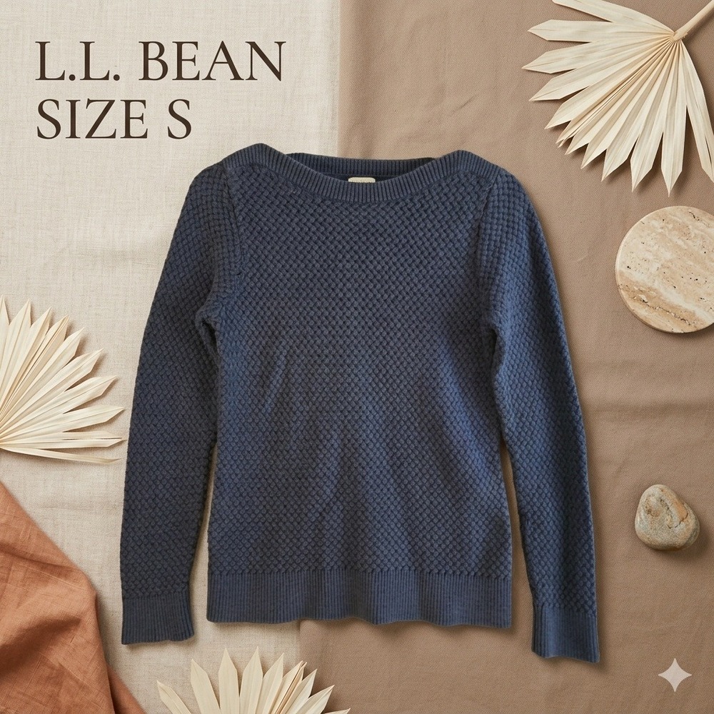 L.L. Bean Textured Basketweave Knit Boatneck Sweater Women S